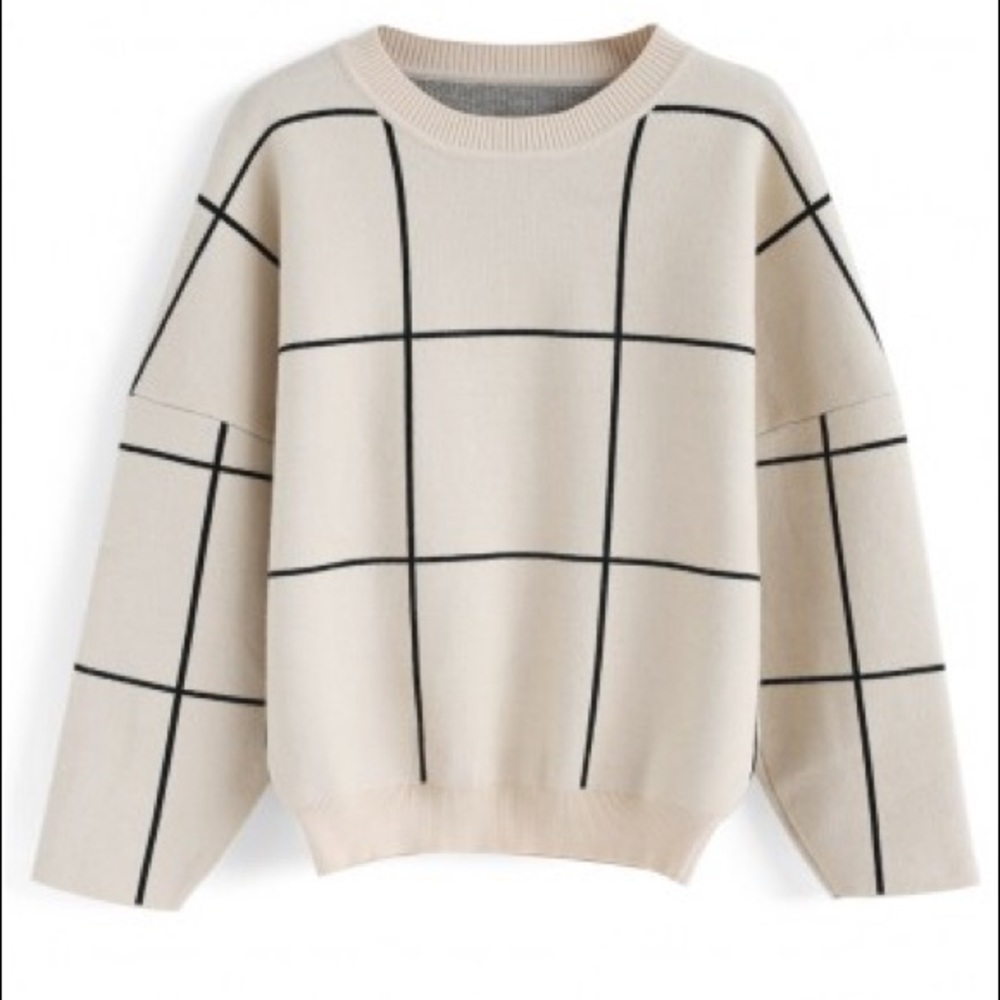NWT Chicwish Grid Roundneck Sweater - S